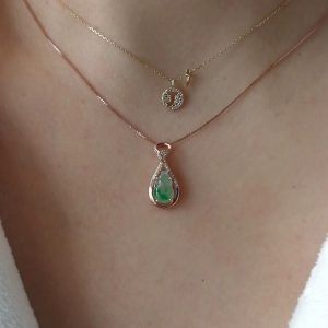 Natural Jadeit & Sliver Pendant Ice Species Jadeite Gourd Pendant Necklace-7